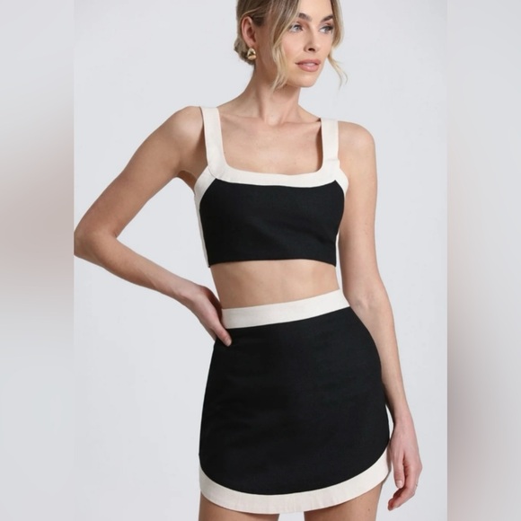 7 For All Mankind Mixed Linen Cropped Tank and Skirt Set NWT - Picture 1 of 9